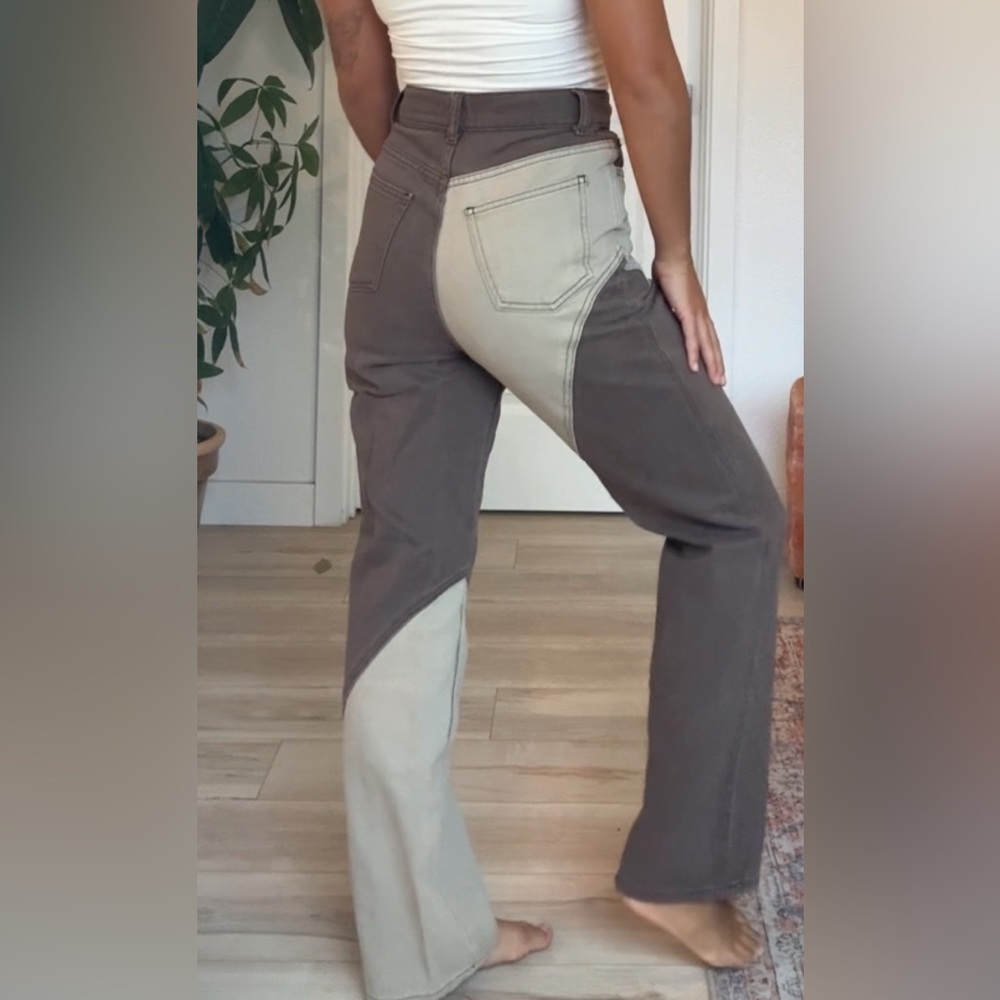 Two-Tone Brown and Cream Jeans